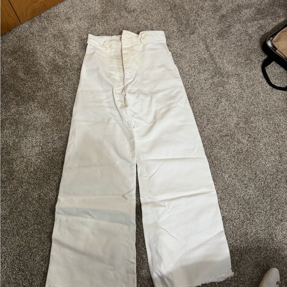 Zara Women's Cream Wide Leg Jeans